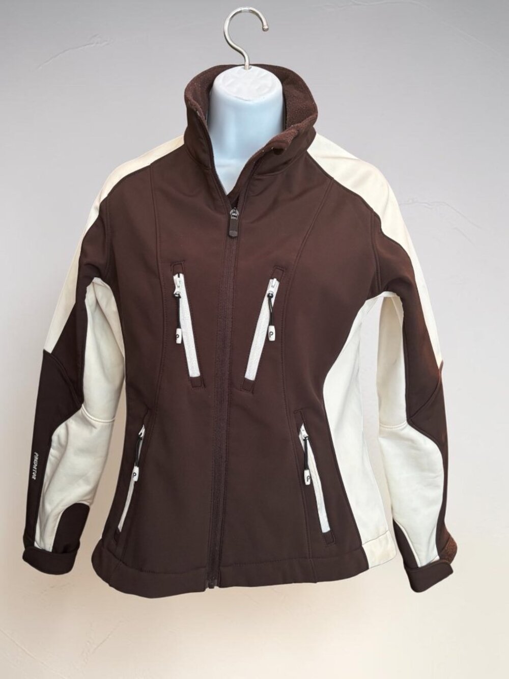 Predator Womens Brown & White Zip-Up Softshell Jacket With Pockets Size S